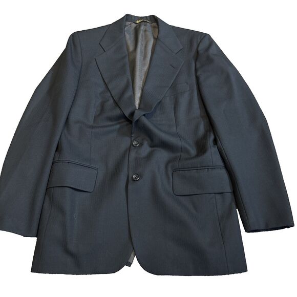 Vintage Barneys - Halston - Mens Blue Blazer 100%  Wool - 40  Union Made - Picture 1 of 12